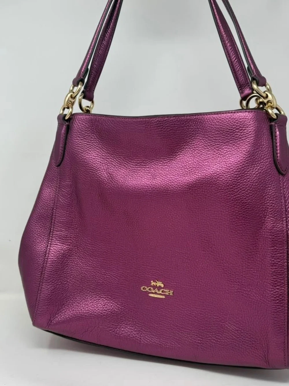 Coach Hadley Hobo — Metallic Berry/Magenta Pebbled Leather